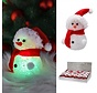 Sneeuwpop met LED licht 12 cm