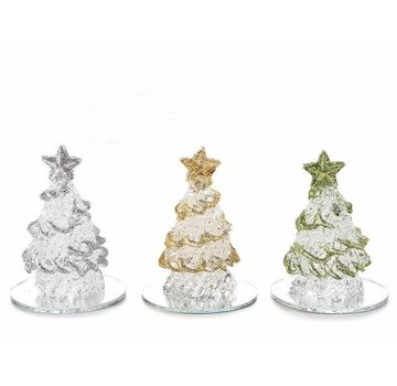 Glazen kerstboom met spiegelvoet