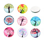 Mix glas cabochons rond met boom 10 stuks