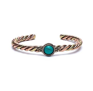 Gedraaide armband turquoisekleurige steen