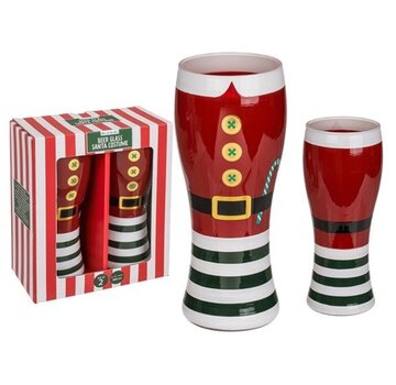 Bierglas kerstman 2 stuks