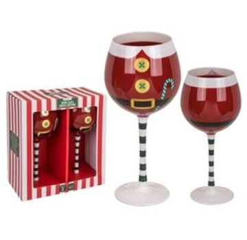Wijnglas kerstman 2 stuks