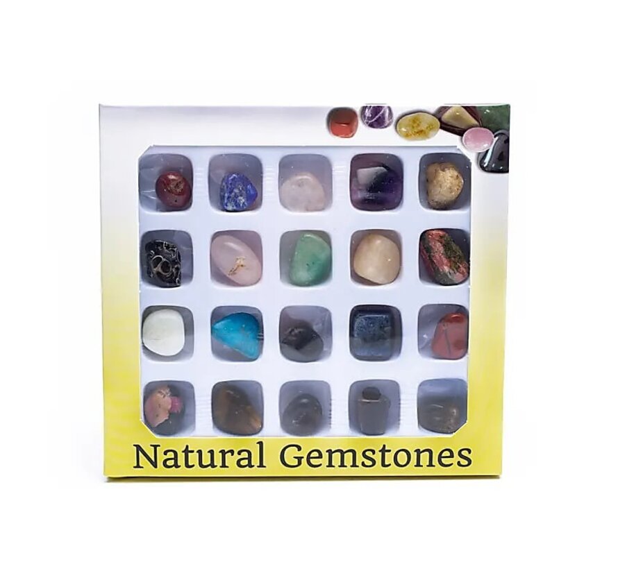 Geschenkdoosje 20 Getrommelde Edelstenen
