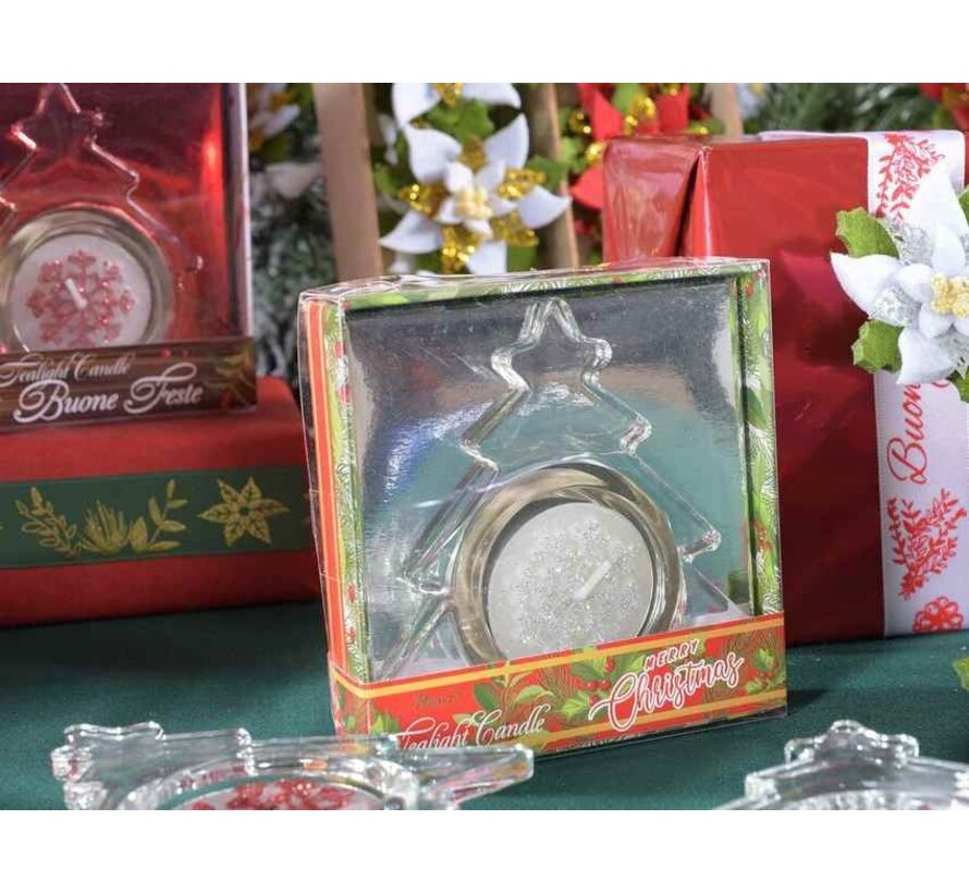 Theelichthouder kerstboom in gift box