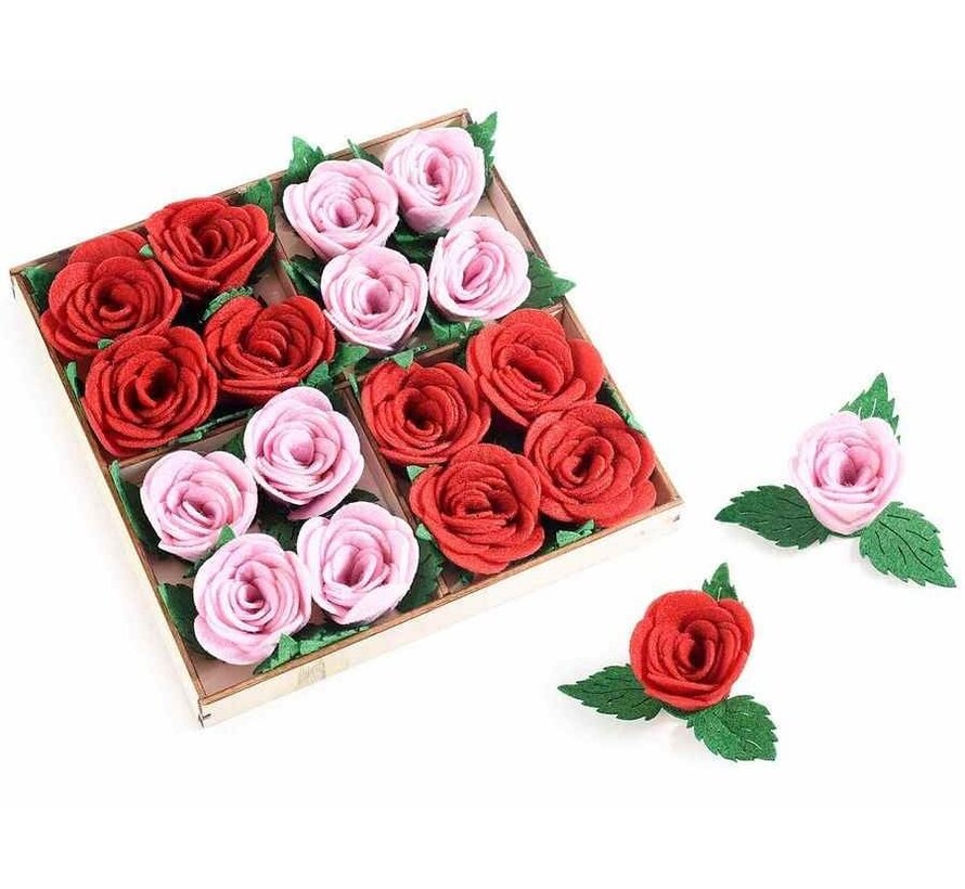 16 stoffen rozen met dubbelzijdig plakband