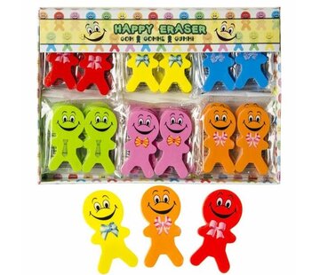 Smiley poppetjes gummen - set van 2 gummen