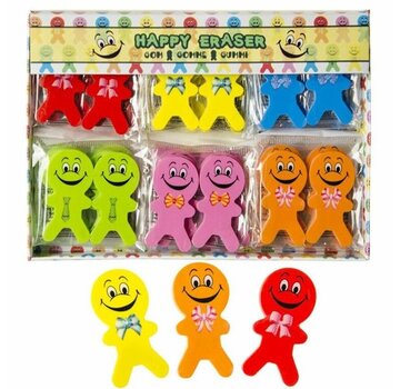 Smiley poppetjes gummen - set van 2 gummen