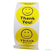 10 Smiley Stickers met "Thank You!" Tekst - 2,5 cm