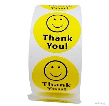 10 Smiley Stickers met "Thank You!" Tekst - 2,5 cm