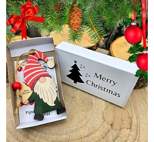 Wensdoosje Christmas met Houten Kabouter Hanger