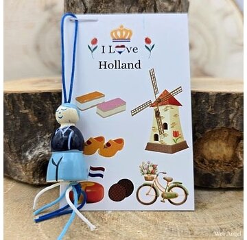 Kaartje "I Love Holland" - Delfts Blauw