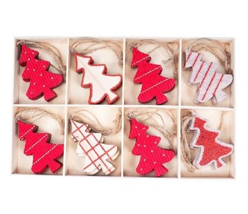 Kerstboom hangertjes 8 stuks