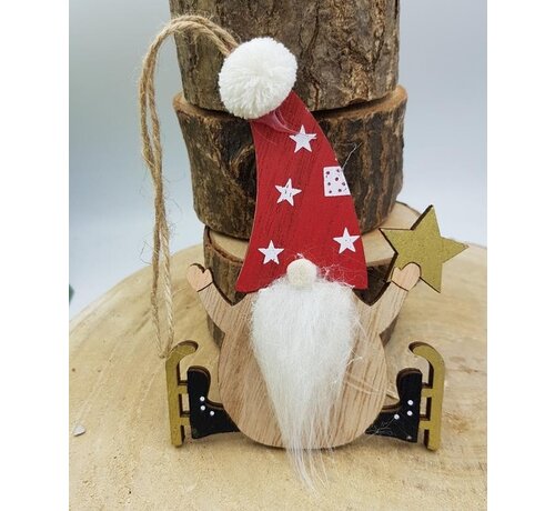 Hanger kerstman met schaatsen