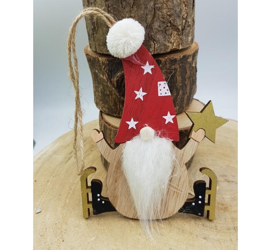 Hanger kerstman met schaatsen