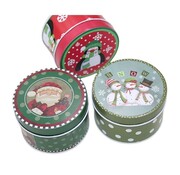 Metalen Kerstdoos met Dekseltje - Set van 3