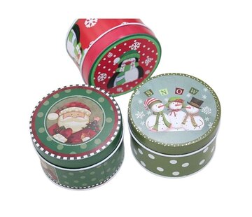 Metalen Kerstdoos met Dekseltje - Set van 3