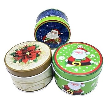 Metalen Kerstdoos met Dekseltje - Set van 3