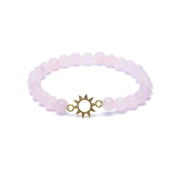Armband rozenkwarts elastisch met zon bedel