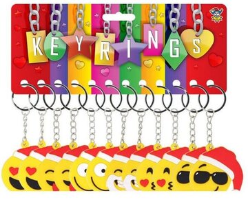Sleutelhanger Kerst smileys 12 stuks