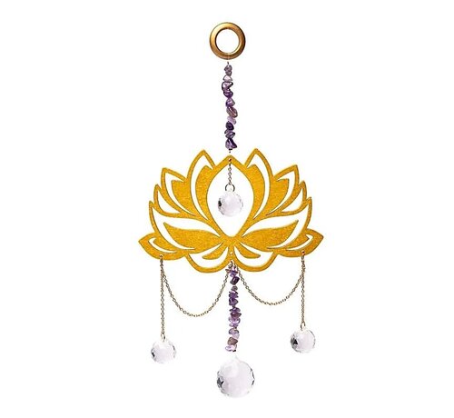Suncatcher met lotus, amethist en kristallen