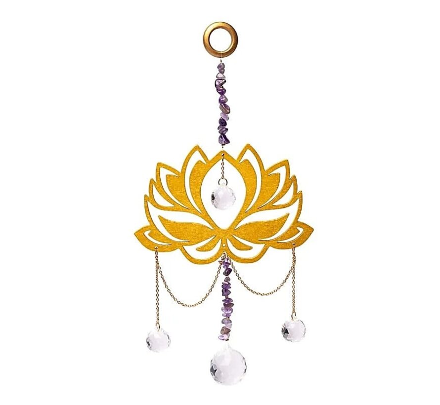 Suncatcher met lotus, amethist en kristallen