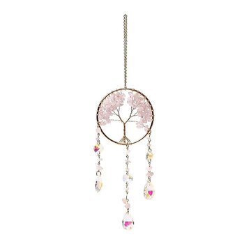 Suncatcher met levensboom en rozenkwarts