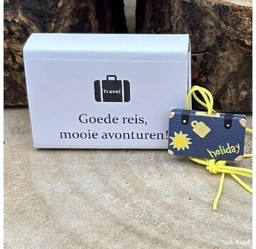 Wensdoosje - Goede reis, met Houten Koffertje