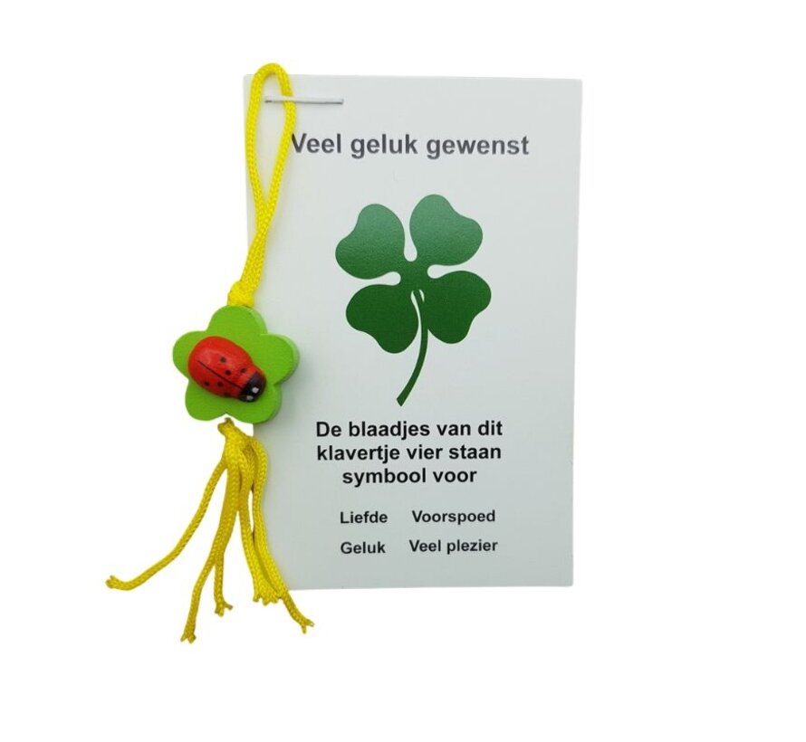 Klaver vier met lieveheersbeestje op kaartje