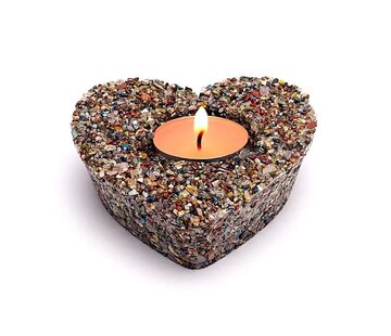 Waxinelichthouder hart gemixte edelstenen