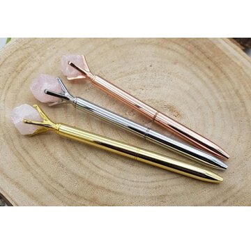Pen met rozenkwarts - 3 stuks