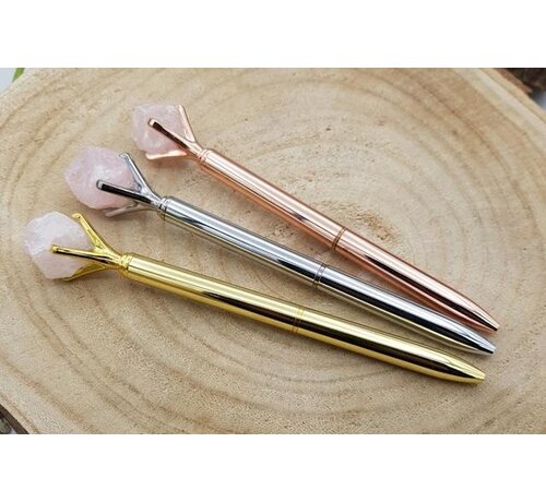 Pen met rozenkwarts - 3 stuks