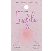Rozenkwarts hartje “Heel veel liefde” op kaart