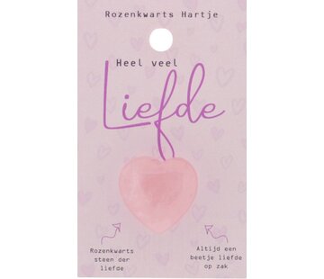 Rozenkwarts hartje “Heel veel liefde” op kaart
