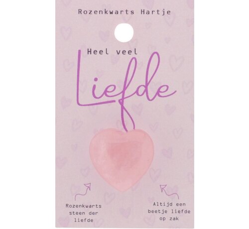 Rozenkwarts hartje “Heel veel liefde” op kaart