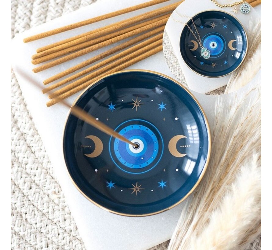 Wierookhouder met blauwe print van het alziende oog