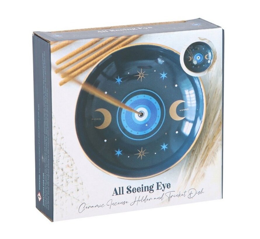 Wierookhouder met blauwe print van het alziende oog
