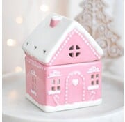Roze peperkoekenhuis oliebrander