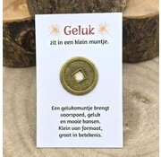 Chinees Geluksmuntje met Kaartje - 2,5 cm