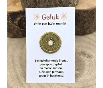 Chinees Geluksmuntje met Kaartje - 2,5 cm