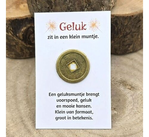 Chinees Geluksmuntje met Kaartje - Breng Voorspoed en Geluk
