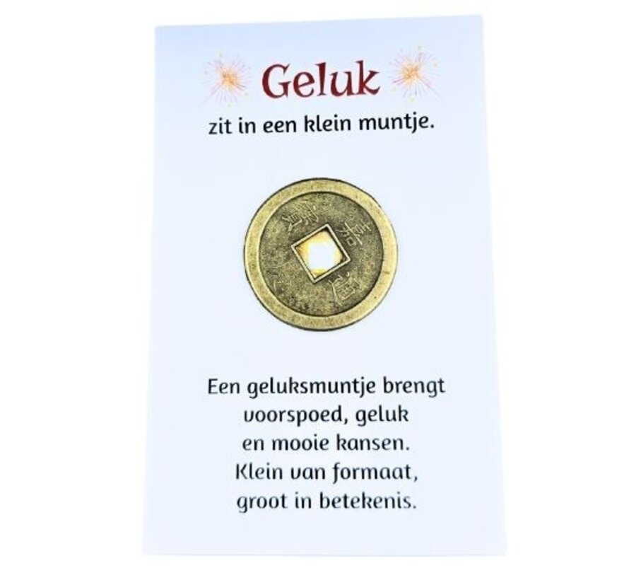 Chinees Geluksmuntje met Kaartje - Breng Voorspoed en Geluk