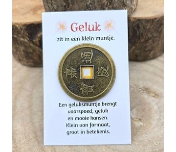 Chinees Geluksmuntje met Kaartje - 4 cm