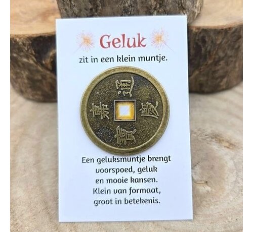 Chinees Geluksmuntje met Kaartje - 4 cm