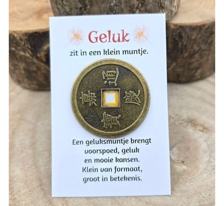 Chinees Geluksmuntje met Kaartje - 4 cm