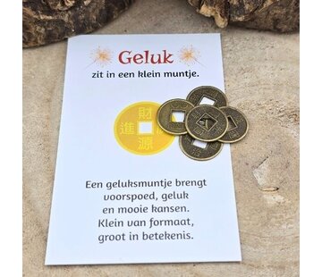 5 Mini Chinese Geluksmuntjes met Kaartje