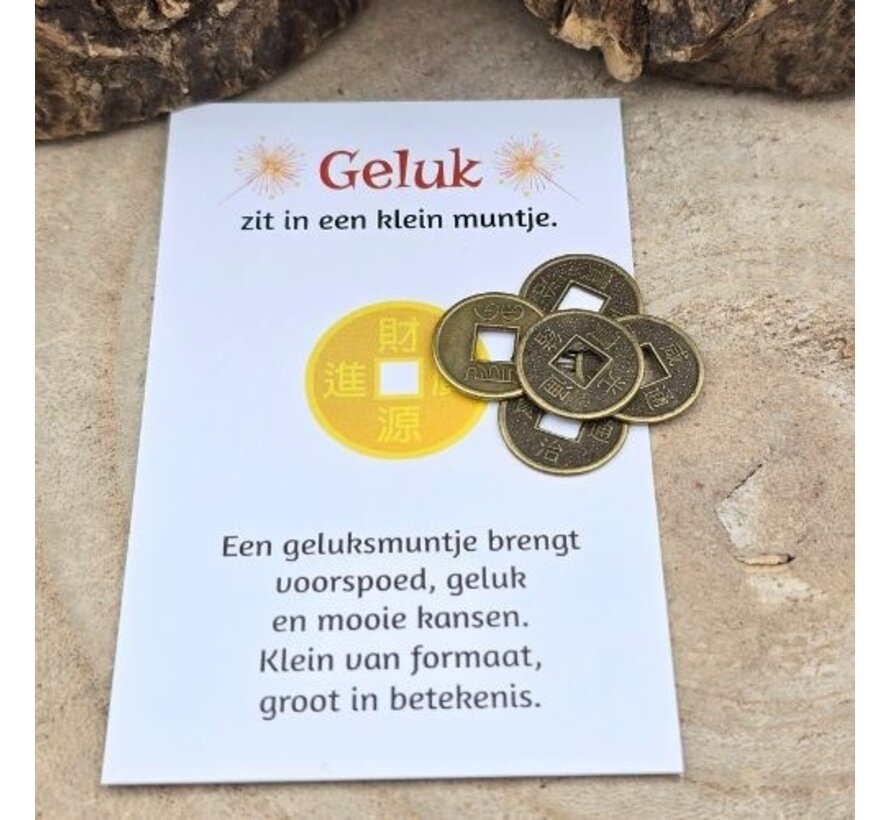 5 Mini Chinese Geluksmuntjes met Kaartje