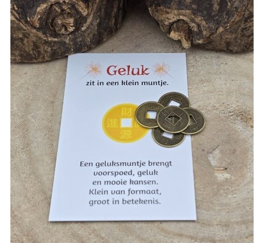 5 Mini Chinese Geluksmuntjes met Kaartje