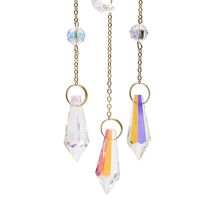 Suncatcher zon en halve maan met kristalglas