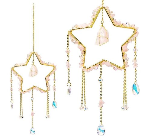 Suncatcher ster met rozenkwarts