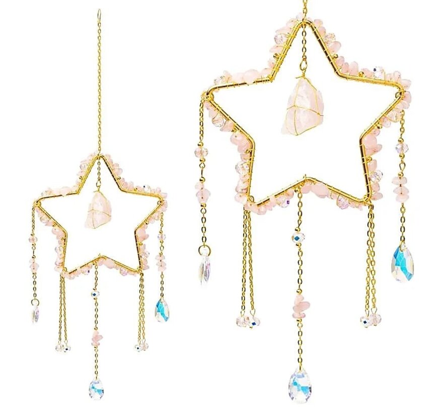 Suncatcher ster met rozenkwarts
